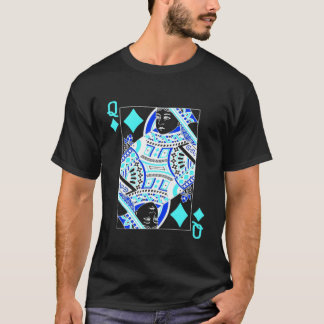 T-shirt Poker Jouer Cartes Couleur Négative Reine De Diamo