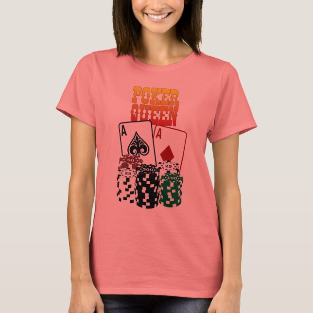 T-shirt Poker Queen - Deux As et Chips (Devant)
