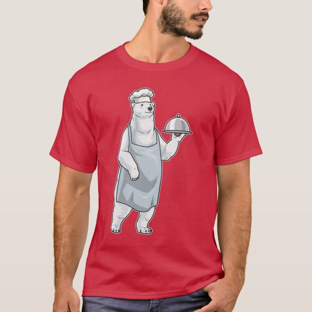 T-shirt Polar bear Chef Serving plate Cook (Devant)
