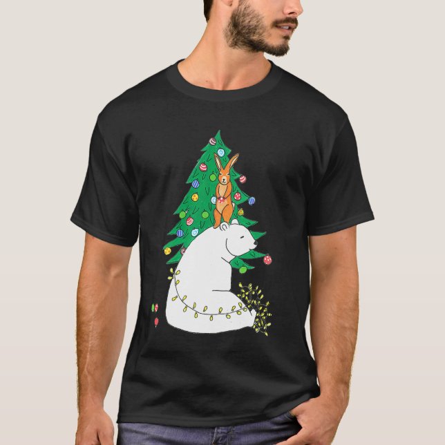 T-shirt Polar Bear Christmas Tree Cute Happy Animals Fun (Devant)