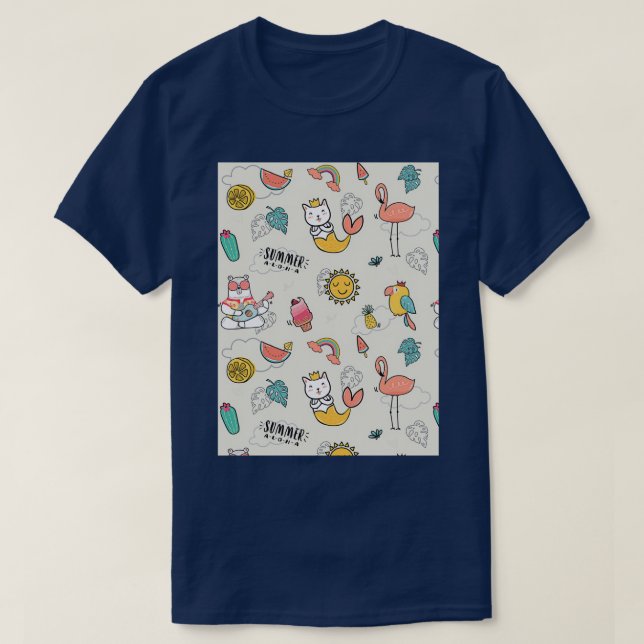 T-shirt Polar Bear Parrot Flamingo Lemon Sun Watermelon (Design devant)
