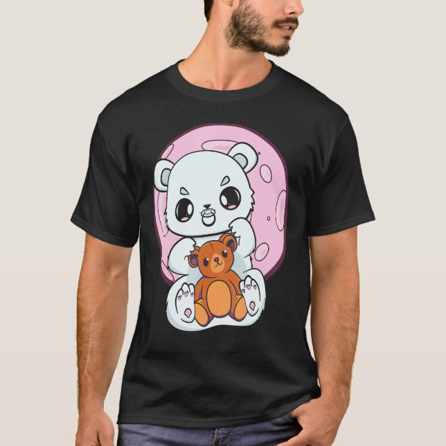 T-shirt Polar Bear With Soother And Teddy Bear (Devant)