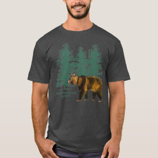 T-shirt Pôle Nord Alaska Arbres Ours Souvenir Vintage look