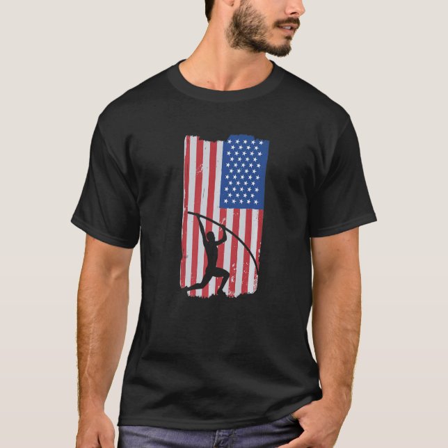 T-shirt Pole Vault Athlete USA Flag Vaulter Pole Jumping (Devant)