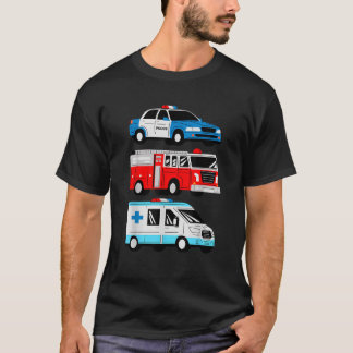 T-shirt Police Car Fire Truck Ambulance First Responder