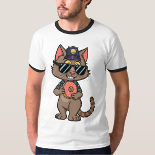 T-shirt Police Cat - 90s Cartoon Donut Cop