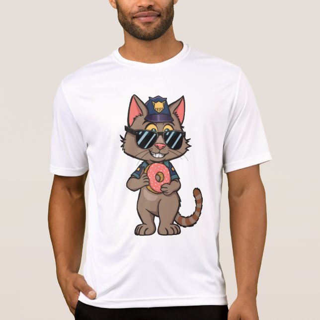 T-shirt Police Cat - 90s Cartoon Donut Cop (Devant)