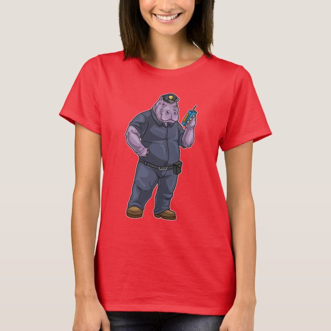 T-shirt Police de microphone Hippo Cop (Devant)