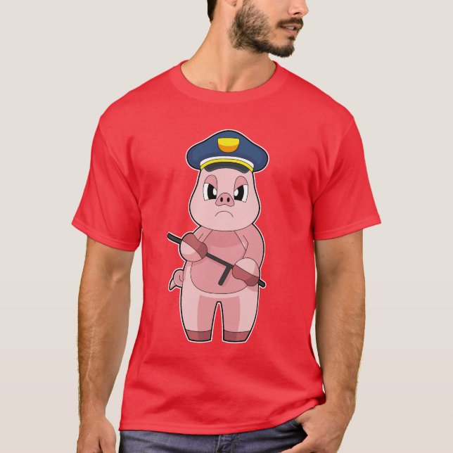 T-shirt Police des batons de cochon (Devant)