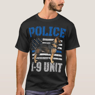 T-shirt Police K9 Unité Chemise mince Ligne bleue Officier