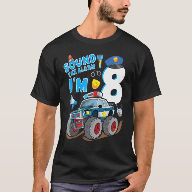 T-shirt Police Monster Car 8e anniversaire Boy Cop Policem (Devant)