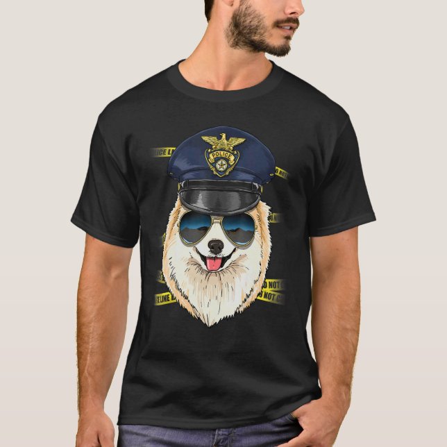 T-shirt Police Officer Pomeranian Cop Crime Scene K9 Pom D (Devant)