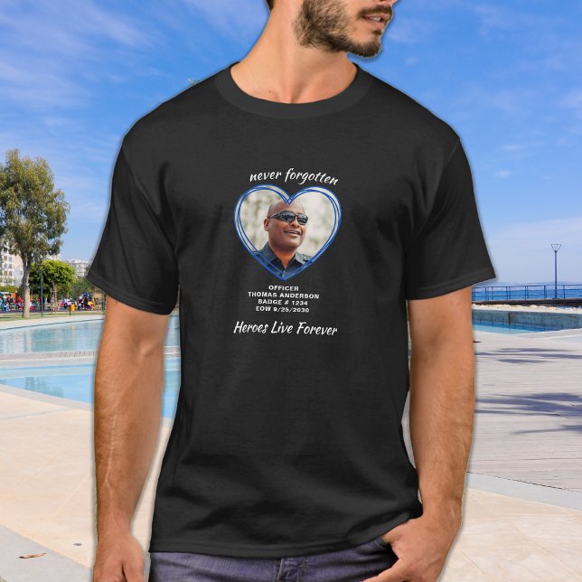 T-shirt Police Officier Memorial EOW Custom Heart Photo (Créateur téléchargé)