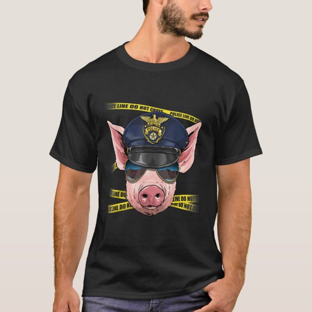 T-shirt Police Officier Pig PD Cop Crime scène Animal de f (Devant)