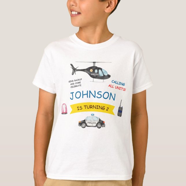 T-shirt Police Officier Policier Parti d'anniversaire (Devant)