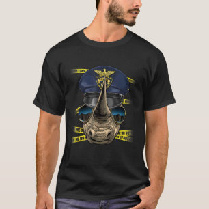 T-shirt Police Officier Rhinoceros PD Cop Crime Scène Afri