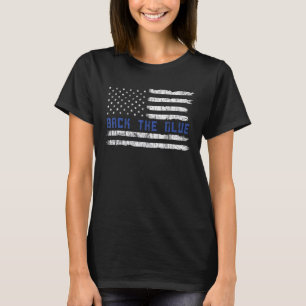 T-shirt Police Officier Vintage Drapeau Retour Le Bleu Amé