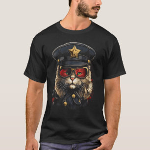 T-shirt Policier Chat Lunettes de soleil Chat cool Maman P