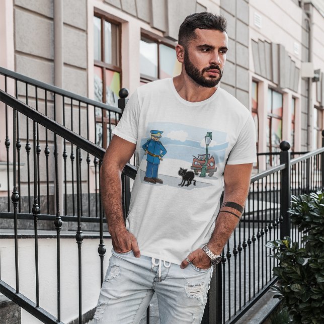 T-shirt Policier Et Chat Noir (Créateur téléchargé)