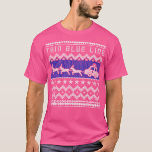 T-shirt Policier Ligne Bleue Mince Douleur de Noël moche