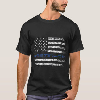 T-shirt Policier Mince Retraité Ligne bleue Américaine