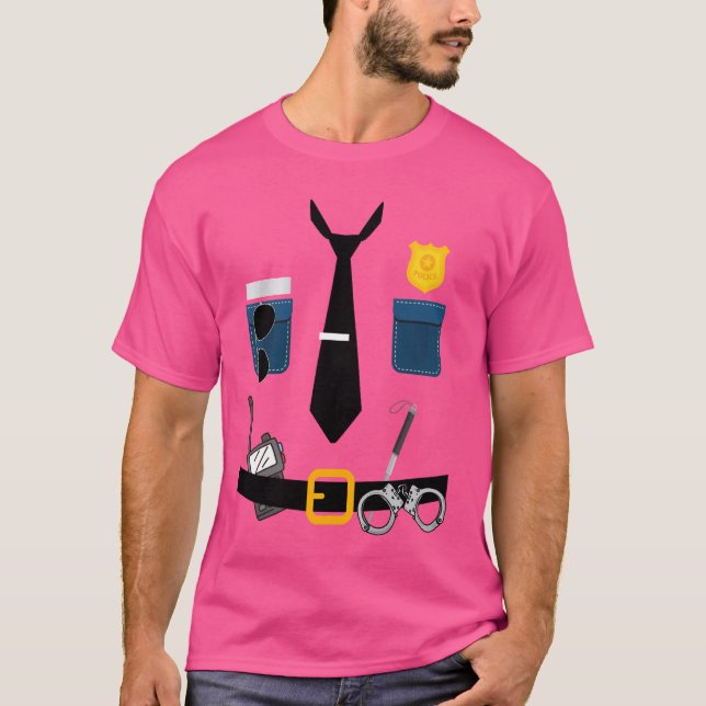 T-shirt Policière Costume Cop Officier Uniforme Drôle Hall (Devant)