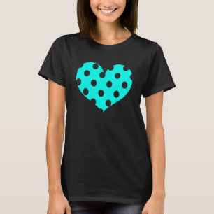 T-shirt Polka Dot Coeur Plaque Couleur Aqua