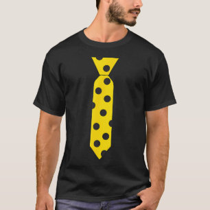 T-shirt Polka Noir Jaune Point Cravate Costume de nouveaut