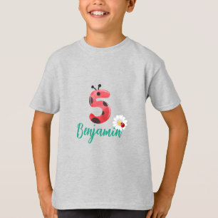 T-shirt Polka rouge mignon point Ladybug 5ème anniversaire