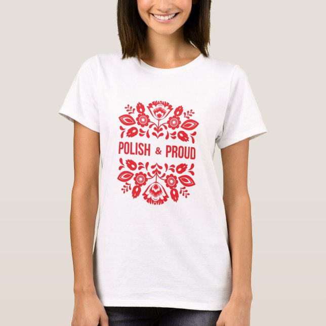 T-shirt Pologne et fière Pologne Polska Fleurs rouges (Devant)
