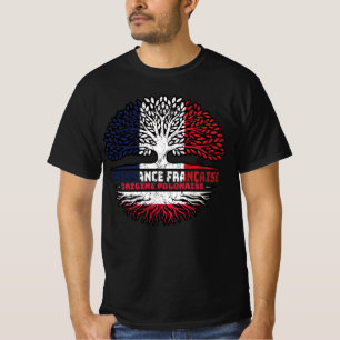 T-shirt Pologne Français Français drapeau des racines de l
