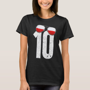 T-shirt Pologne Joueur de football Numéro 10 Pole Drapeau