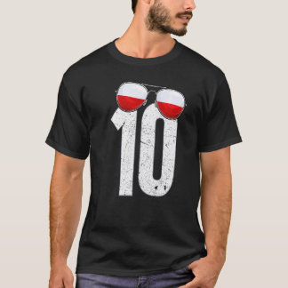 T-shirt Pologne Joueur de football Numéro 10 Pole Drapeau