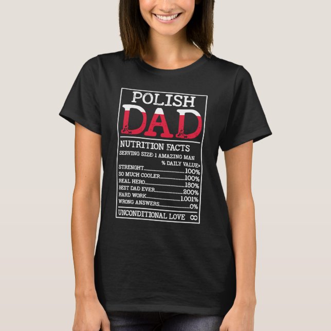 T-shirt Pologne Papa Nutrition Facts Pologne Fête des père (Devant)