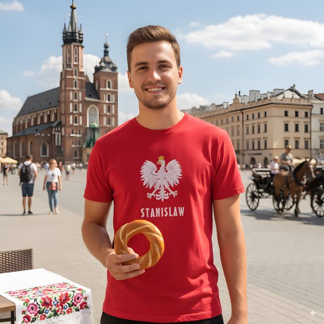 T-shirt Pologne Polonais Aigle Rouge Blanc Polska Nom pers (Créateur téléchargé)