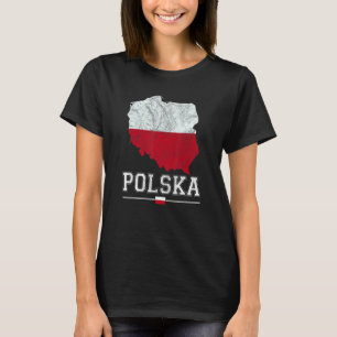 T-shirt Polonais Carte Et Drapeau Souvenir Perdu Polska