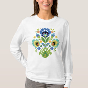 T-shirt polonais Floral bleu & Turquoise Papercut