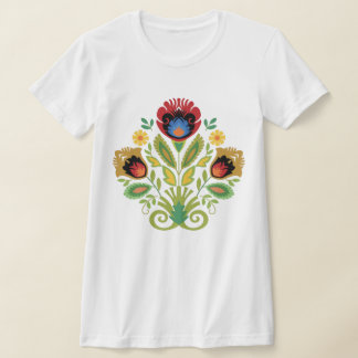 T-shirt Polonais Floral Dark Red Papercut