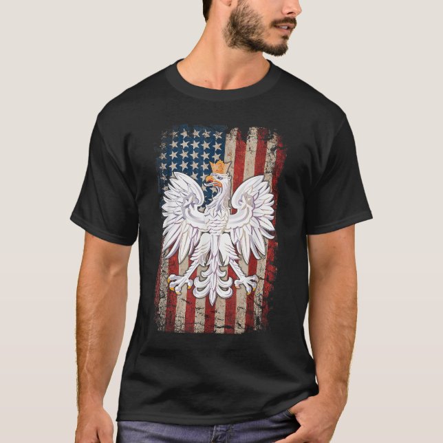 T-shirt Polonaise Aigle American Flag Pride Pologne (Devant)