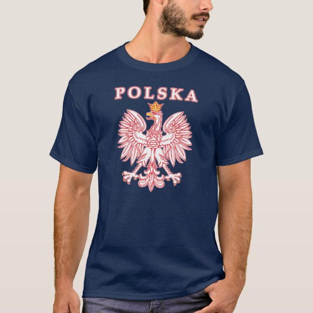 T-shirt Polska avec le polonais Eagle de rouge (Devant)