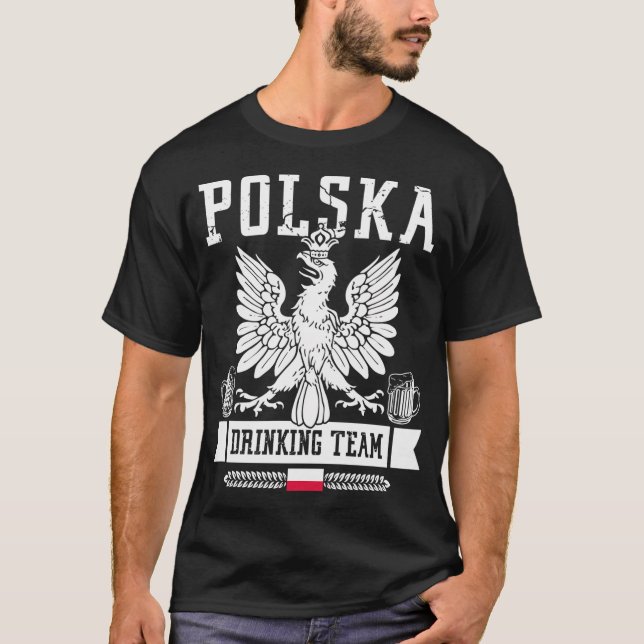 T-shirt Polska Boire Équipe Pologne Drapeau Parti Bière Po (Devant)