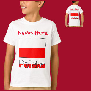 T-shirt Polska et drapeau polonais Personnalisation rouge