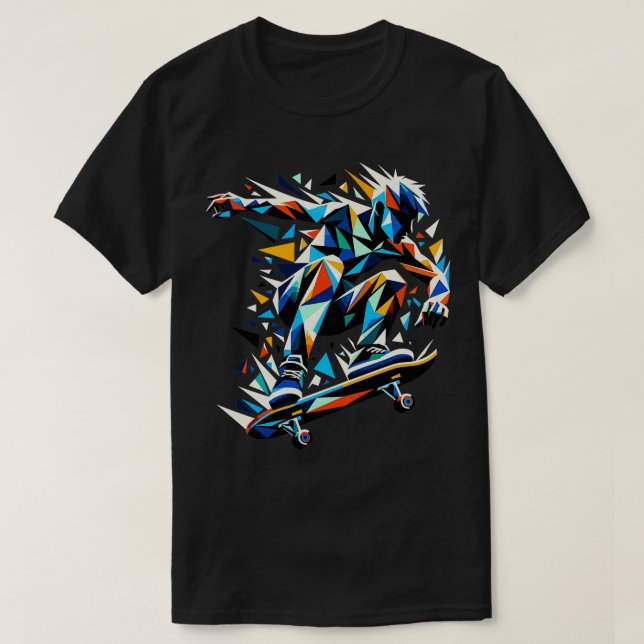 T-shirt Polygon Art Skate Skate Skateboard Skatebo (Design devant)