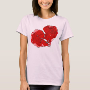 T-shirt Polygone de cœur rouge brisé de la mode abstraite