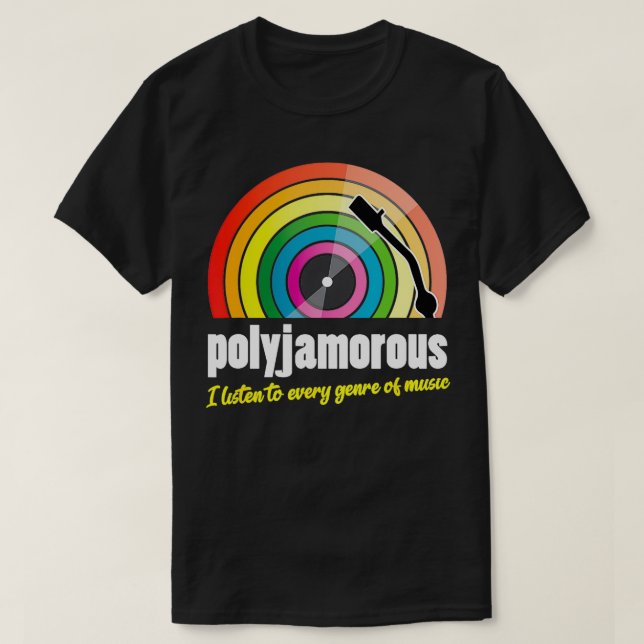 T-shirt Polyjamore J'écoute chaque genre de musique (Design devant)