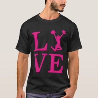 T-shirt Pom-pom girl Cadeaux Cheer Love Pink Cute Cheerlea