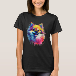 T-shirt Pom Puppy Portrait Poméranien Portrait Pom Art Col
