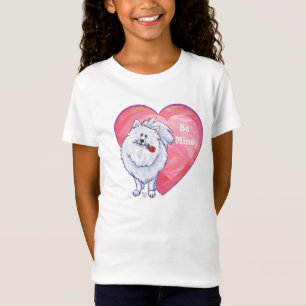 T-Shirt Pomeranian blanc Saint-Valentin