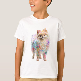 T-shirt Pomeranian chiot peinture éclaboussure enfants