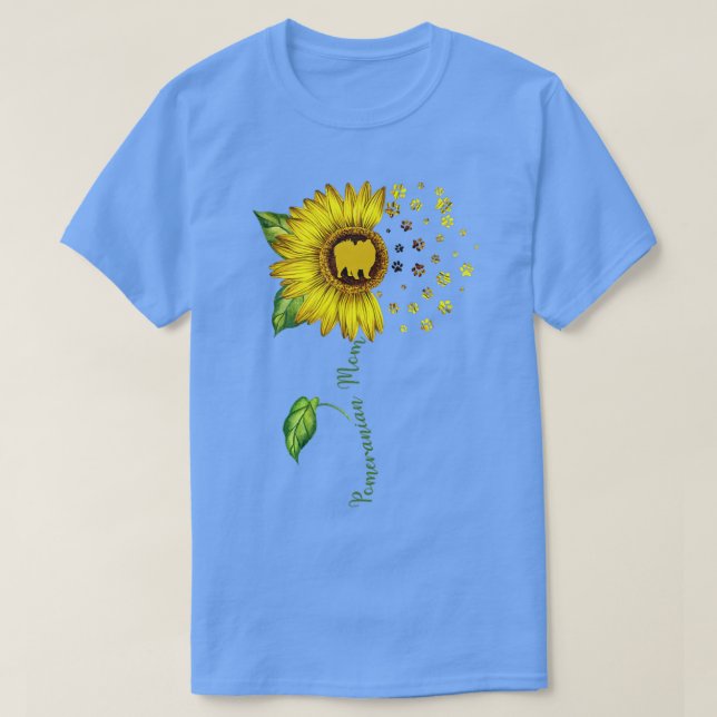 T-shirt Poméranian Maman Sunflower Pomeranian Lover Toxits (Design devant)